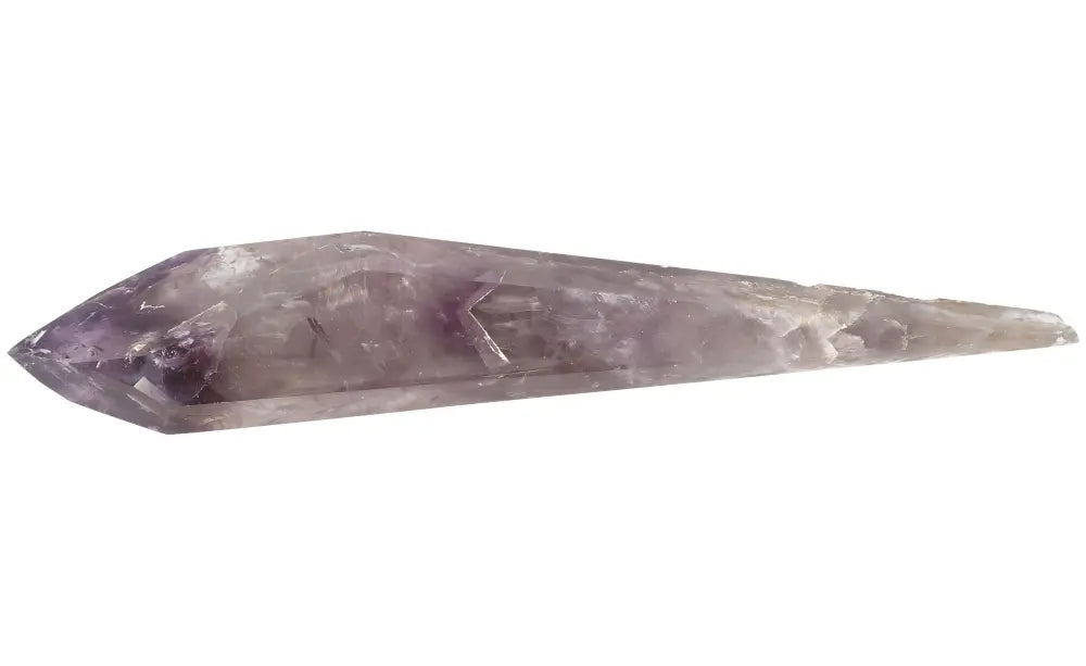 Amethyst point crystal for calm, clarity, and spiritual protection; enhances peace, intuition, and emotional balance.