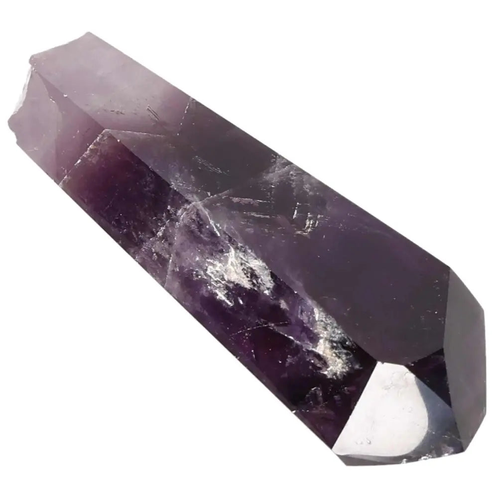 Amethyst point crystal for spiritual protection, clarity, and relaxation with rich purple hues, ideal for meditation and energy healing.