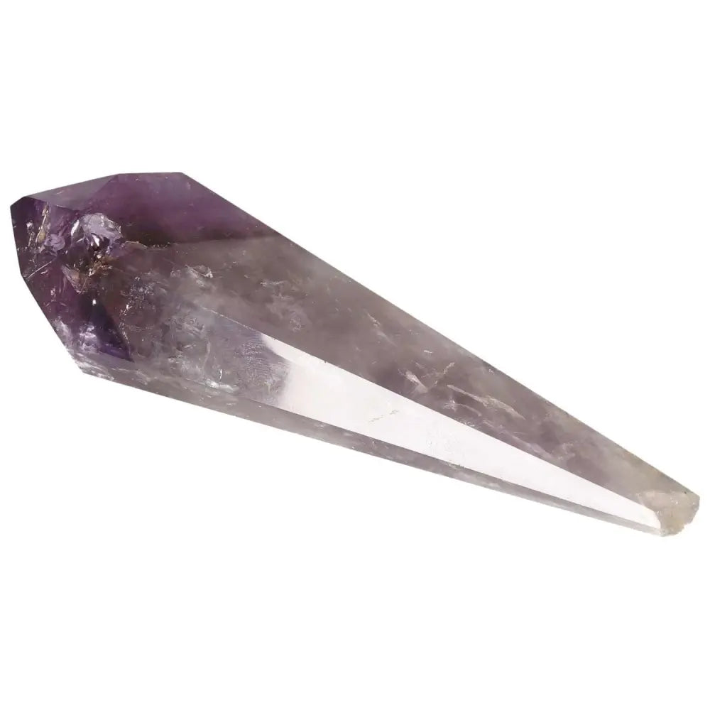 Amethyst crystal point for calm, clarity, and spiritual protection; ideal for meditation and energy healing.
