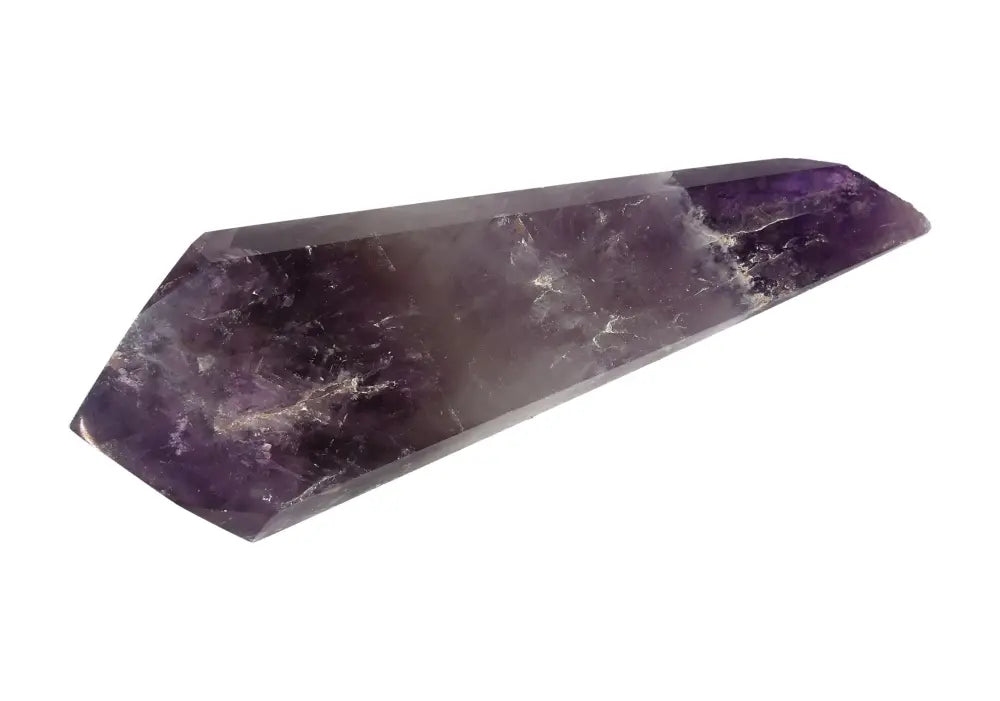 Elegant Amethyst point crystal for peace, clarity, and spiritual protection, ideal for meditation and energy healing with purple hues.
