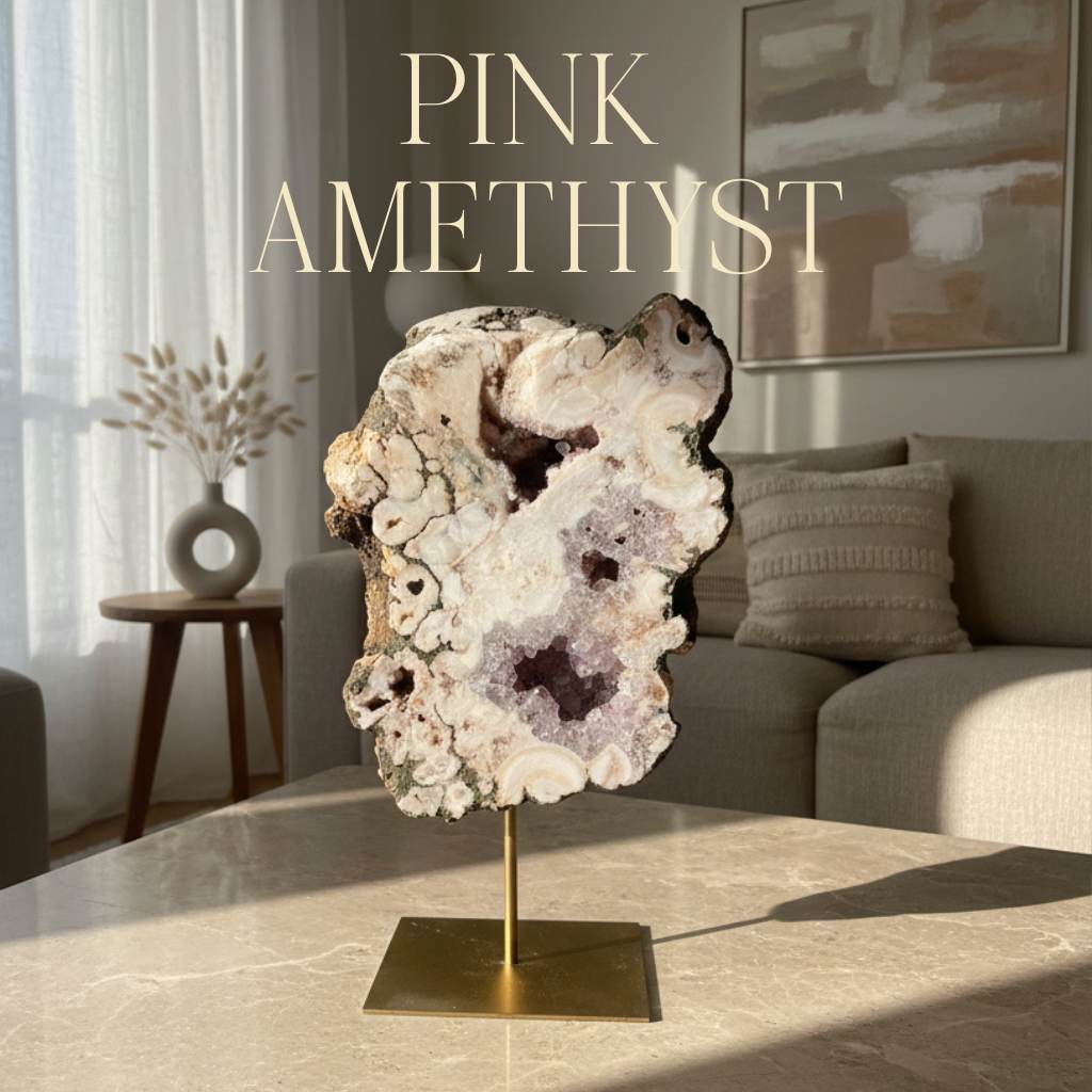 Pink Amethyst on Metal Stand 001311