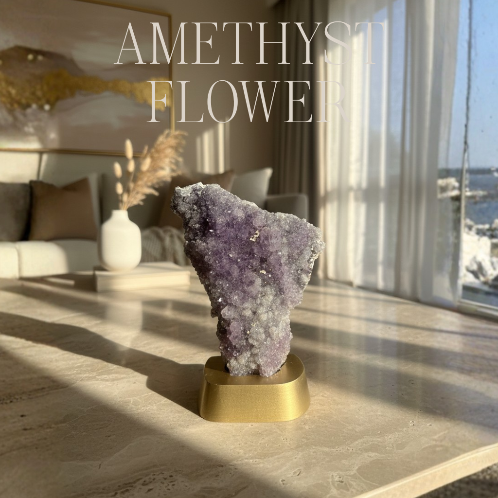 Λουλούδι Αμέθυστου Ξύλινη Βάση
