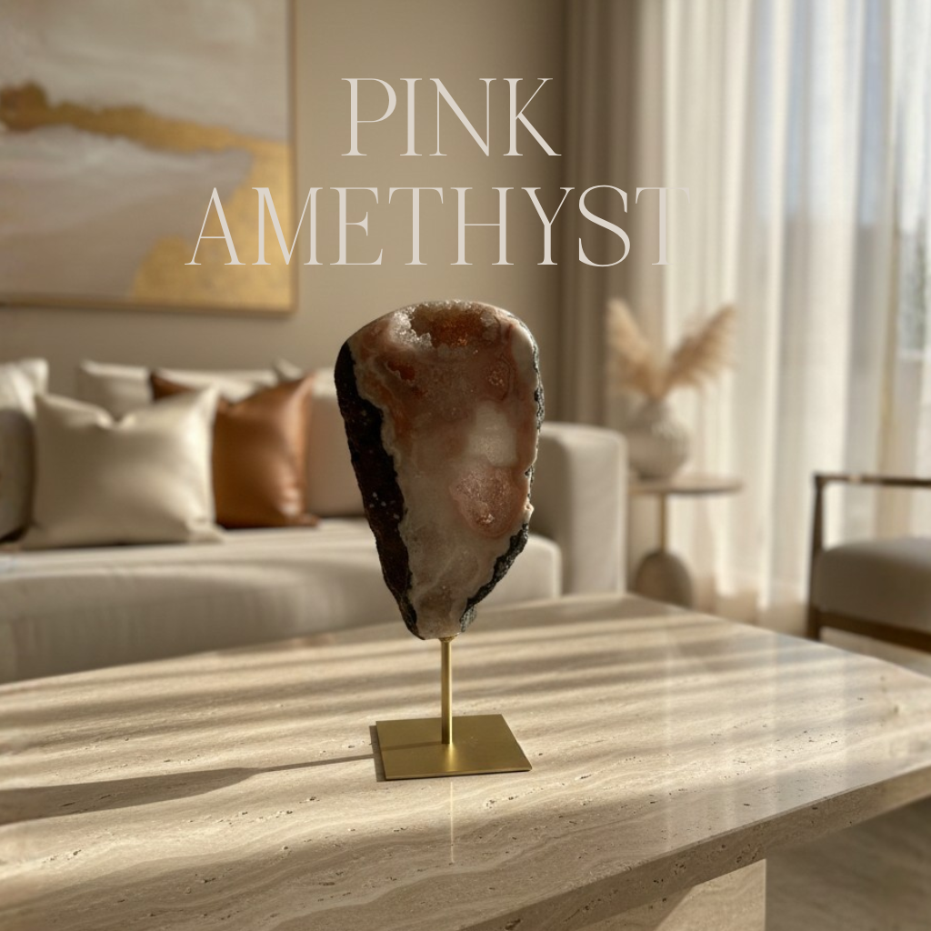 Pink Amethyst on Metal Stand 001249