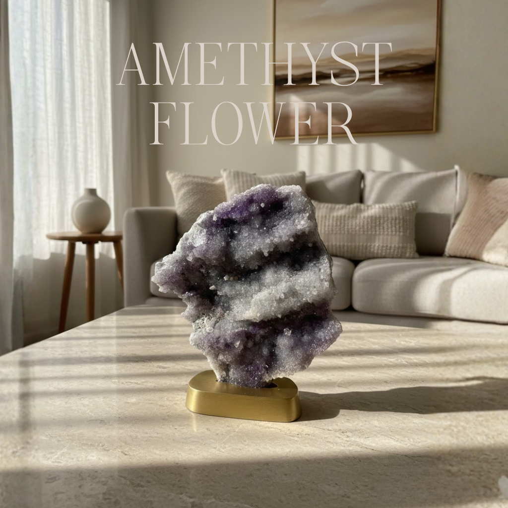 Amethyst Flower Wooden Base 032636