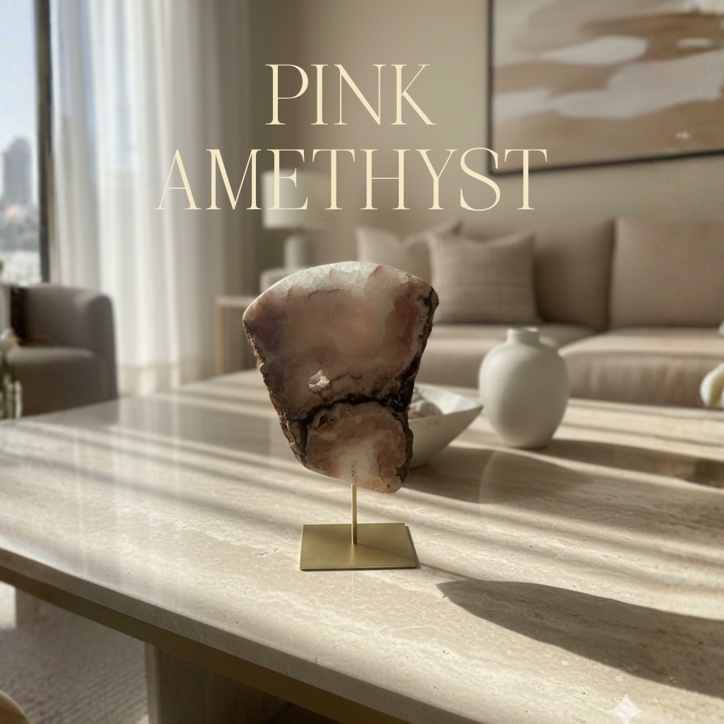 Pink Amethyst on Metal Stand 001315