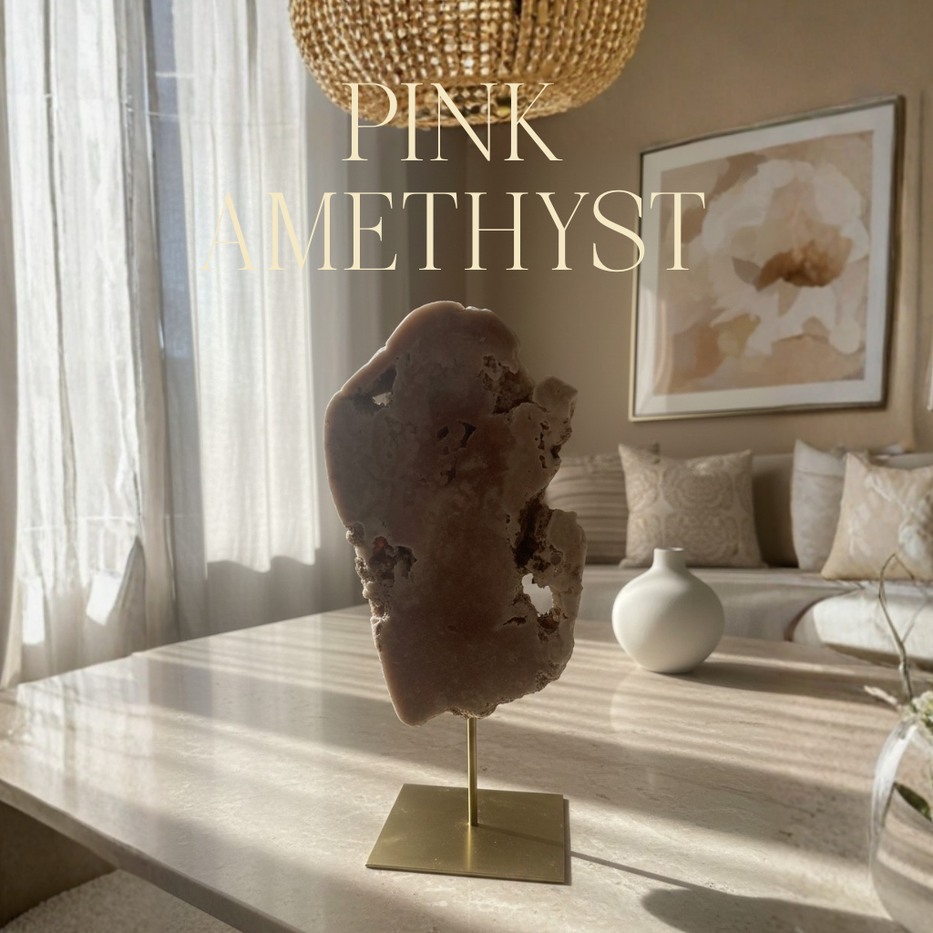 Ametist Roz pe Suport Metalic