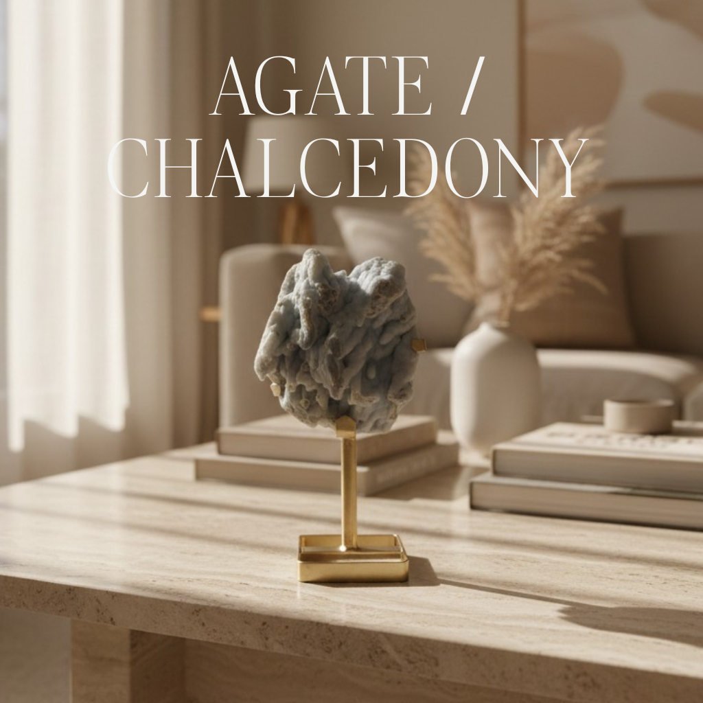 Agat / Calcedonie pe suport metalic