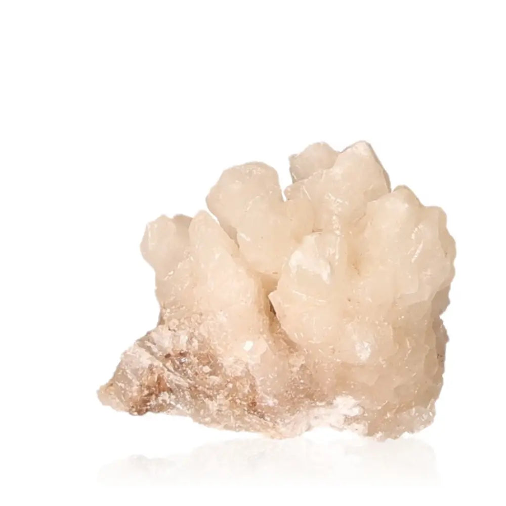 Ighoud Calcite Druze from Morocco showcasing earthy tones and unique formations, symbolizing grounding and transformation energy.