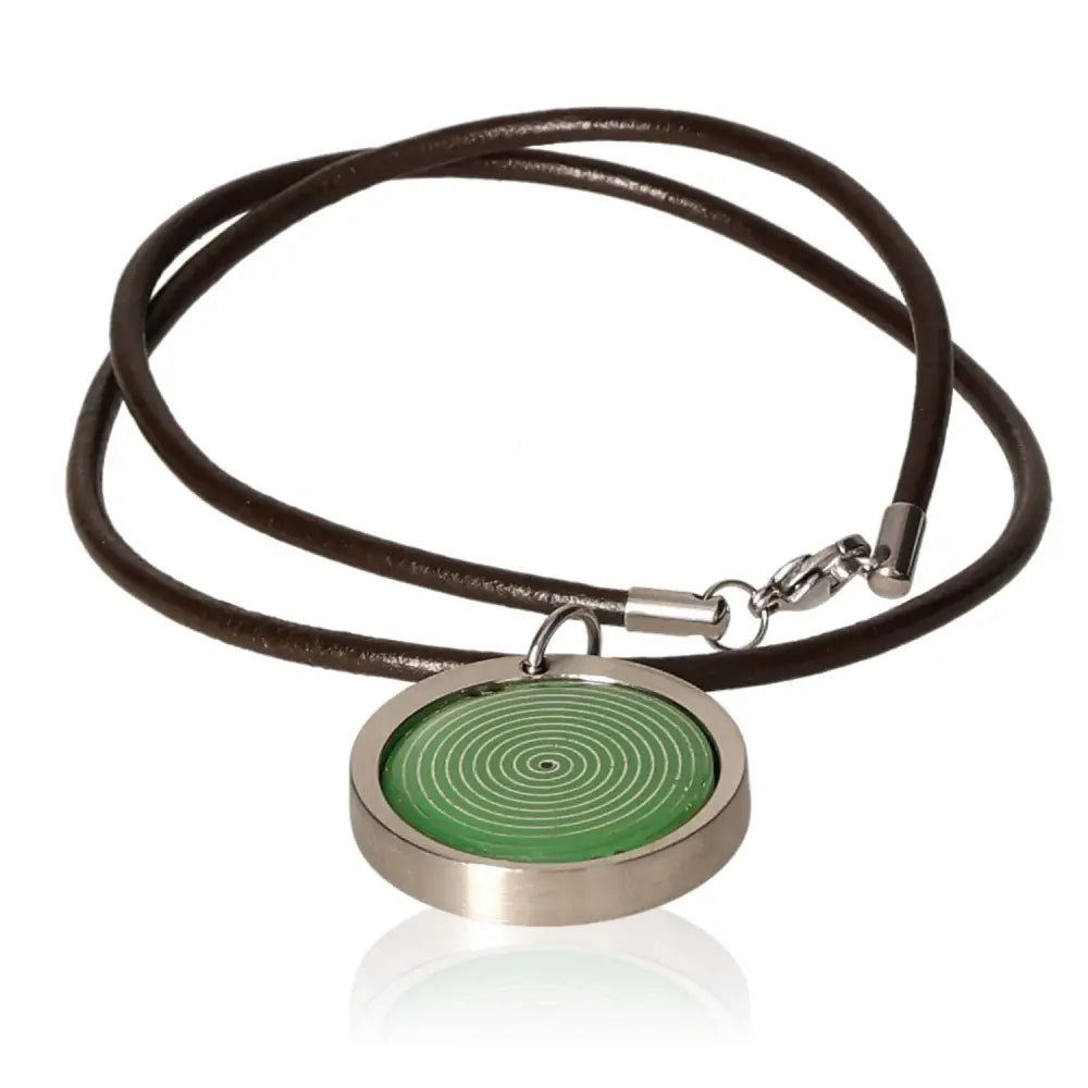 Jewelry Treenes Absorber Silver pendant, spiral design, shields from electric smog, stylish necklace for health-conscious individuals.