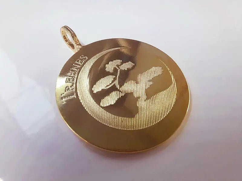 Premium gold pendant with a floral design, crafted from sterling silver 925 with 24k gold plating, offering protection against electric smog.