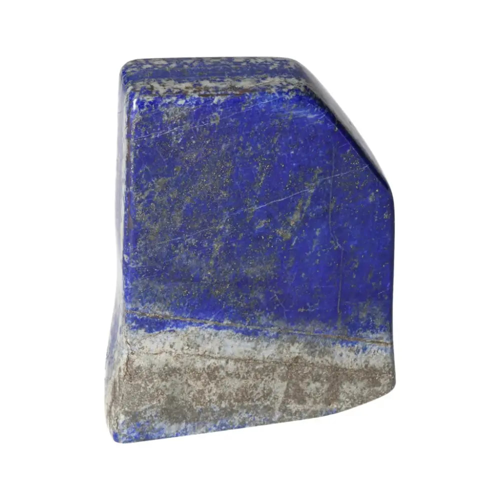 Lapis Lazuli Freeform from Pakistan, showcasing deep blue hues and golden pyrite, symbol of wisdom and inner power, perfect for décor.