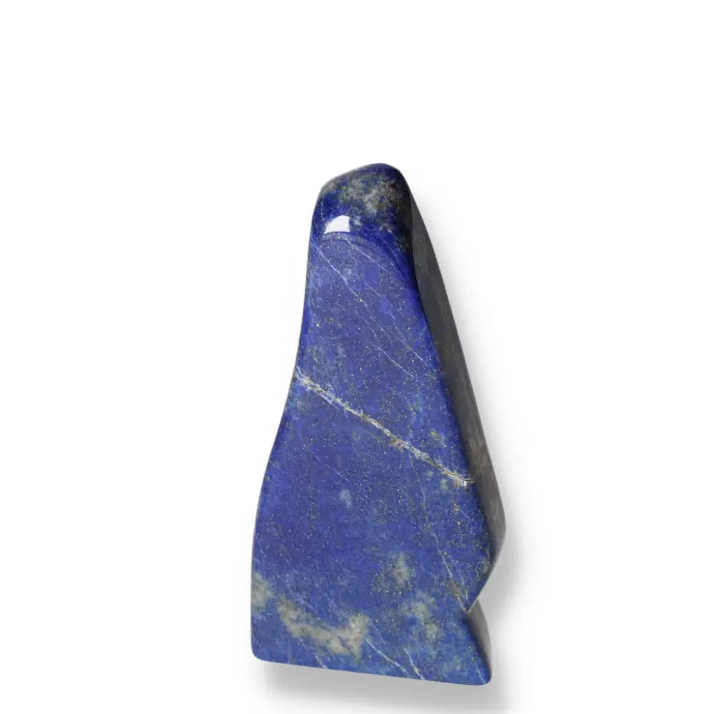 Lapis Lazuli Obelisk featuring deep blue hues and pyrite flecks, symbolizing wisdom and power, ideal for crystal collectors.