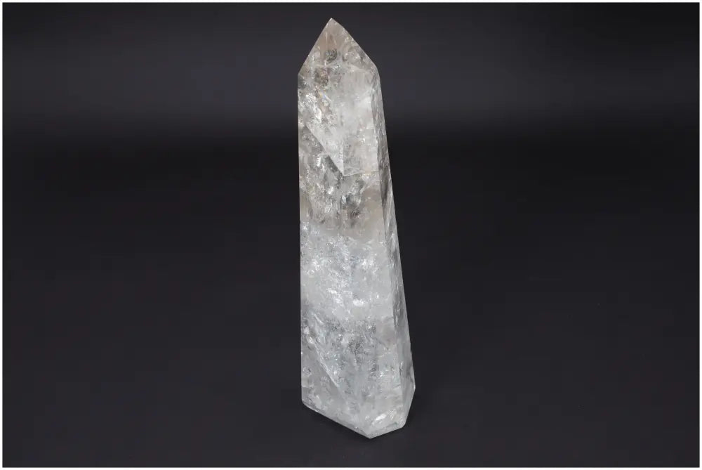 Large Lemurian Clear Quartz Obelisk for healing, clarity, and balance; ethical and natural, known as the 'Master Healer'.