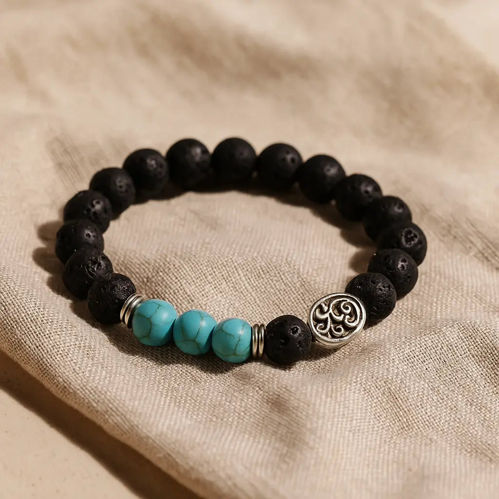 Lava Stone Bracelet - Leaf Turquoise Sylvia Crystals Sp. z o.o.