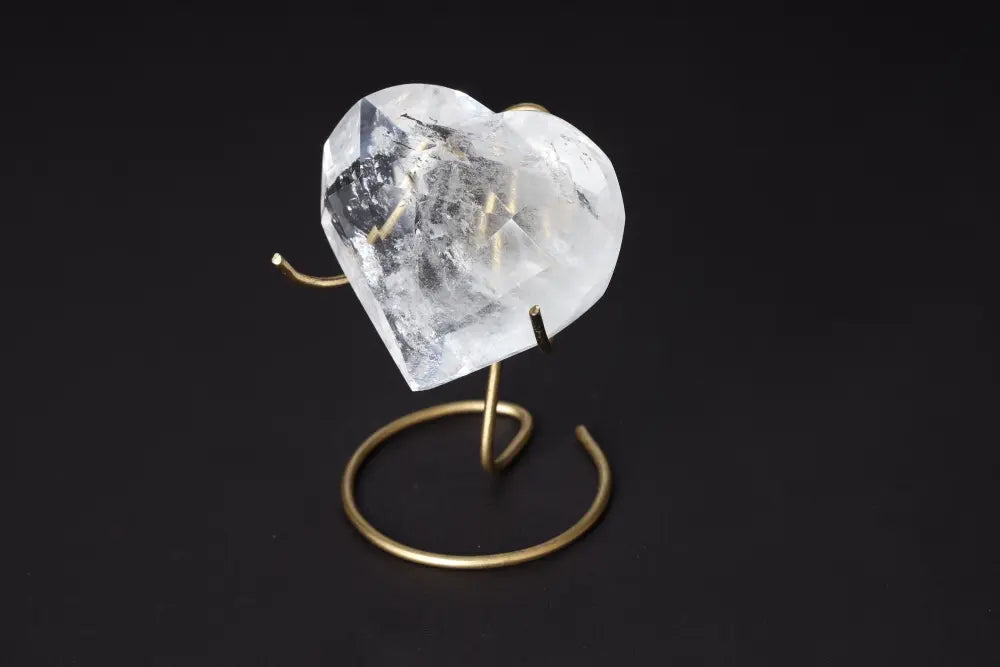 Elegant Lemurian Quartz Geometric Heart on display, showcasing the luxury and spiritual harmony offered by Sylvia Crystals.