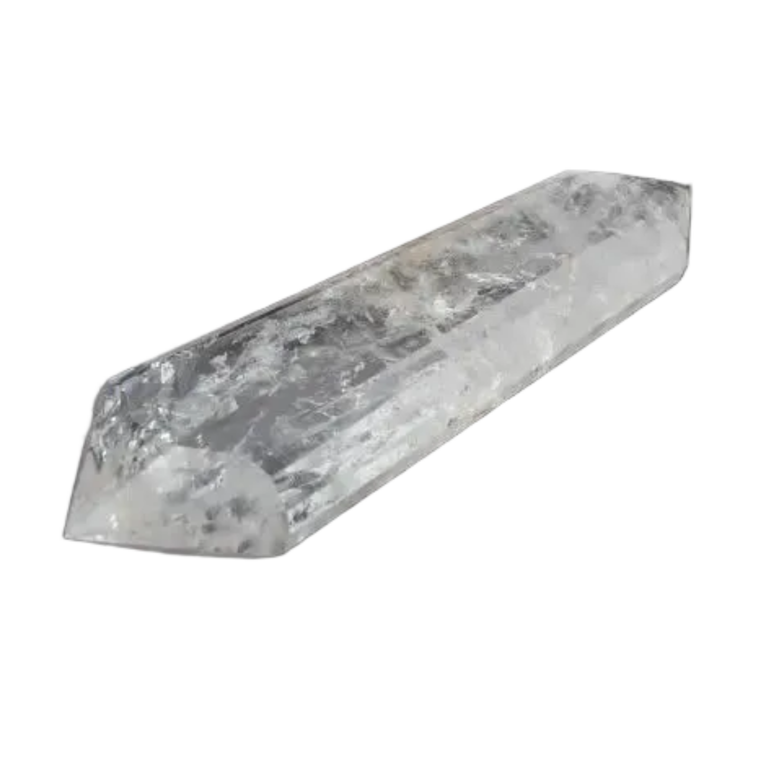 Lemurian Quartz Point with ancient wisdom striations on a dark background