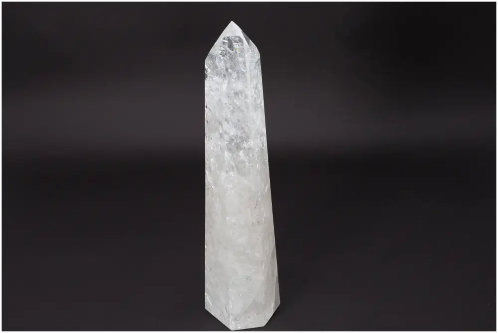 Lemurian Quartz obelisk crystal for clarity and balance, embodies the Master Healer's energy. Ethically sourced and hand-selected.
