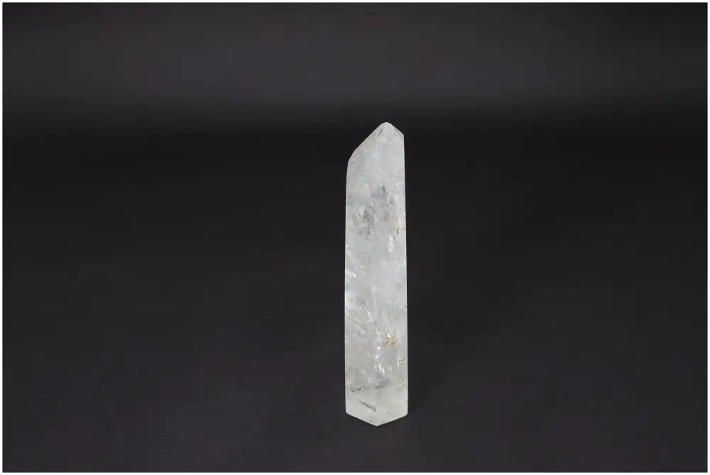 Lemurian Quartz Obelisk - hand-selected crystal for clarity, balance, and personal growth. Master Healer stone on black background.