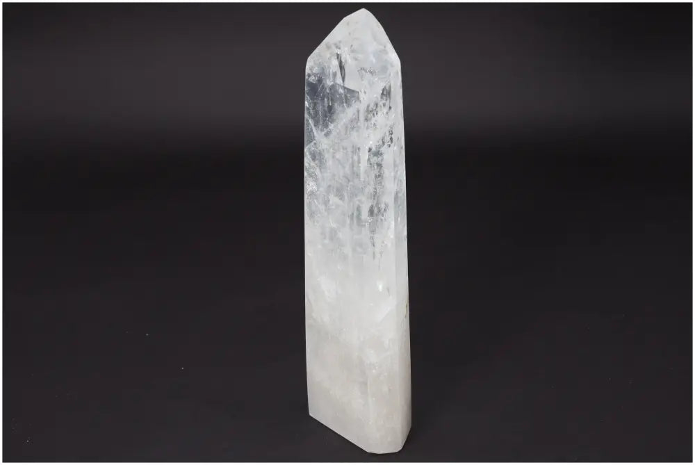 Lemurian Quartz Obelisk Crystal on Black Background for Clarity and Balance
