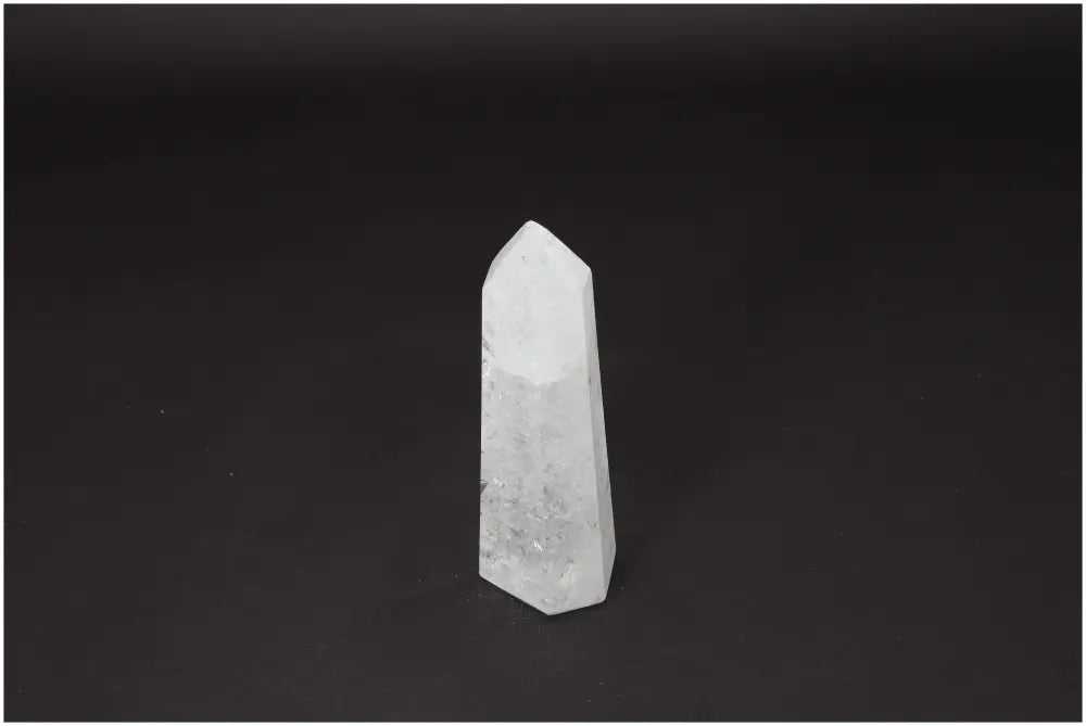 Lemurian Quartz Obelisk for clarity and personal growth on black background, ethically sourced, known as Master Healer crystal.