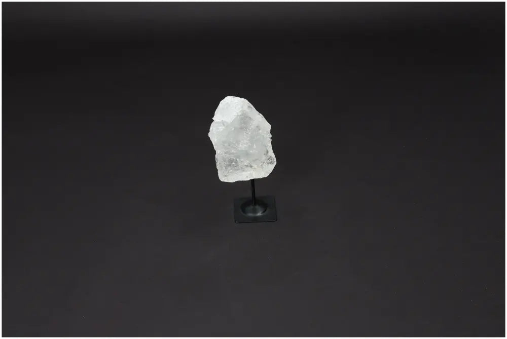 Lemurian Quartz Crystal on Metal Stand - Ethically Sourced Clear Quartz for Clarity and Balance