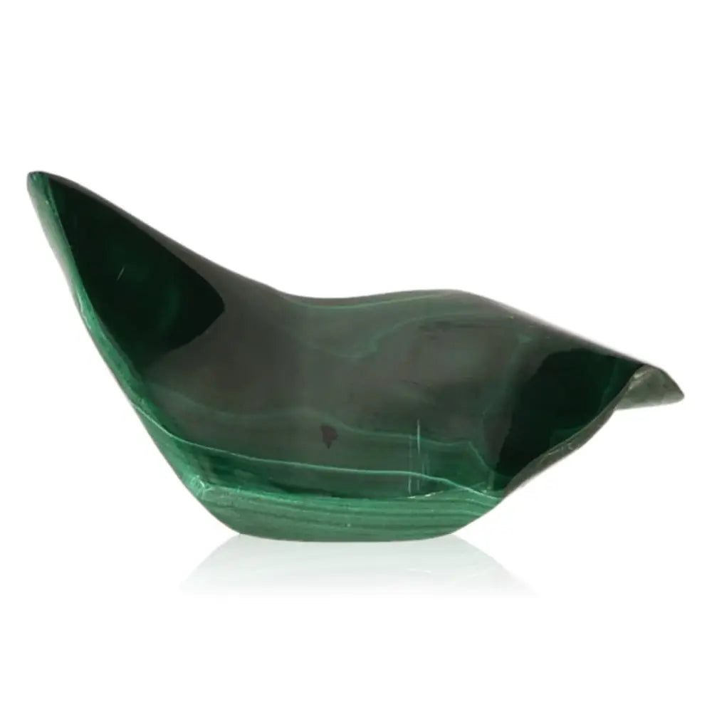 Polished malachite stone with rich green hues, symbolizing emotional balance and resilience.