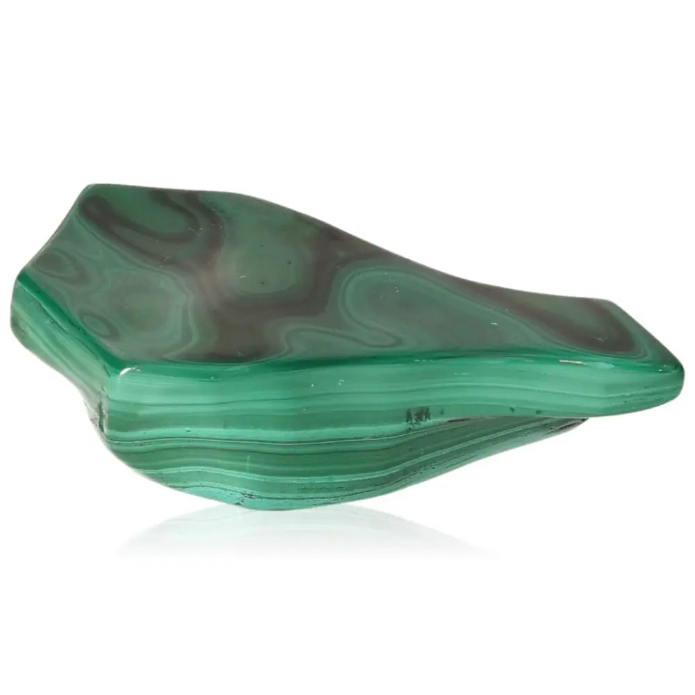 Vibrant green banded Malachite gemstone with soothing energy for healing and transformation.