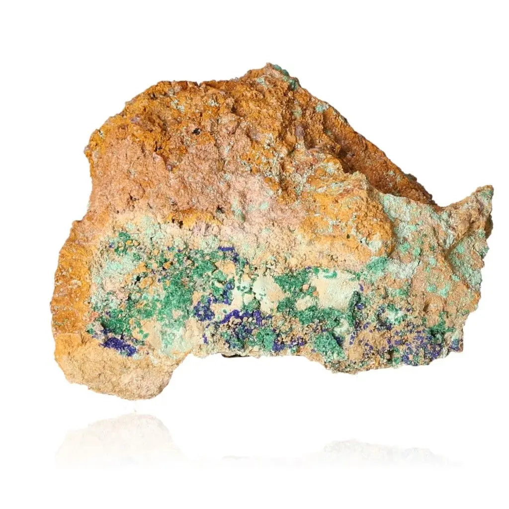 Raw Malachite gemstone with vibrant green and earthy brown tones, showcasing its unique natural beauty and captivating swirls.