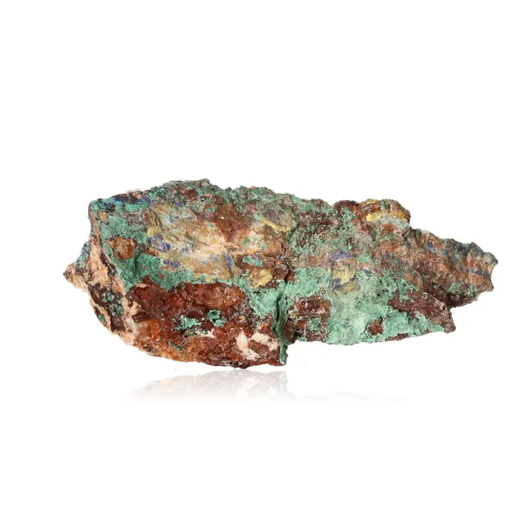 Raw malachite mineral showcasing vibrant green swirls and earthy tones, known for its calming and energizing properties.
