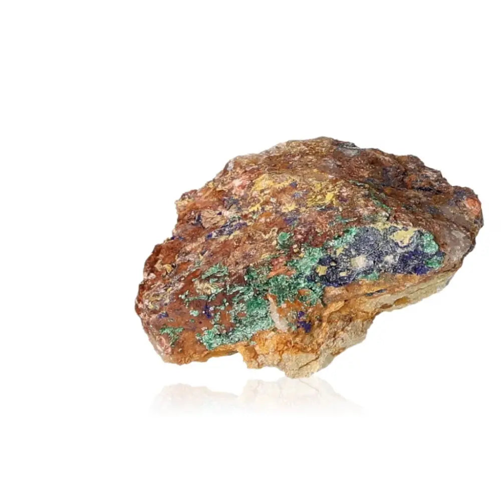 Rough malachite druzy gemstone displaying natural, earthy hues and textured formations.