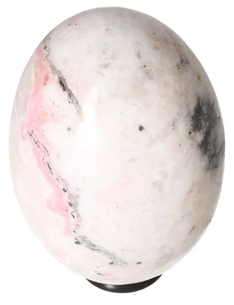 Manganocalcite egg crystal, promotes peace, clears negativity, boosts creativity, enhances mind and spirit, healing stone.