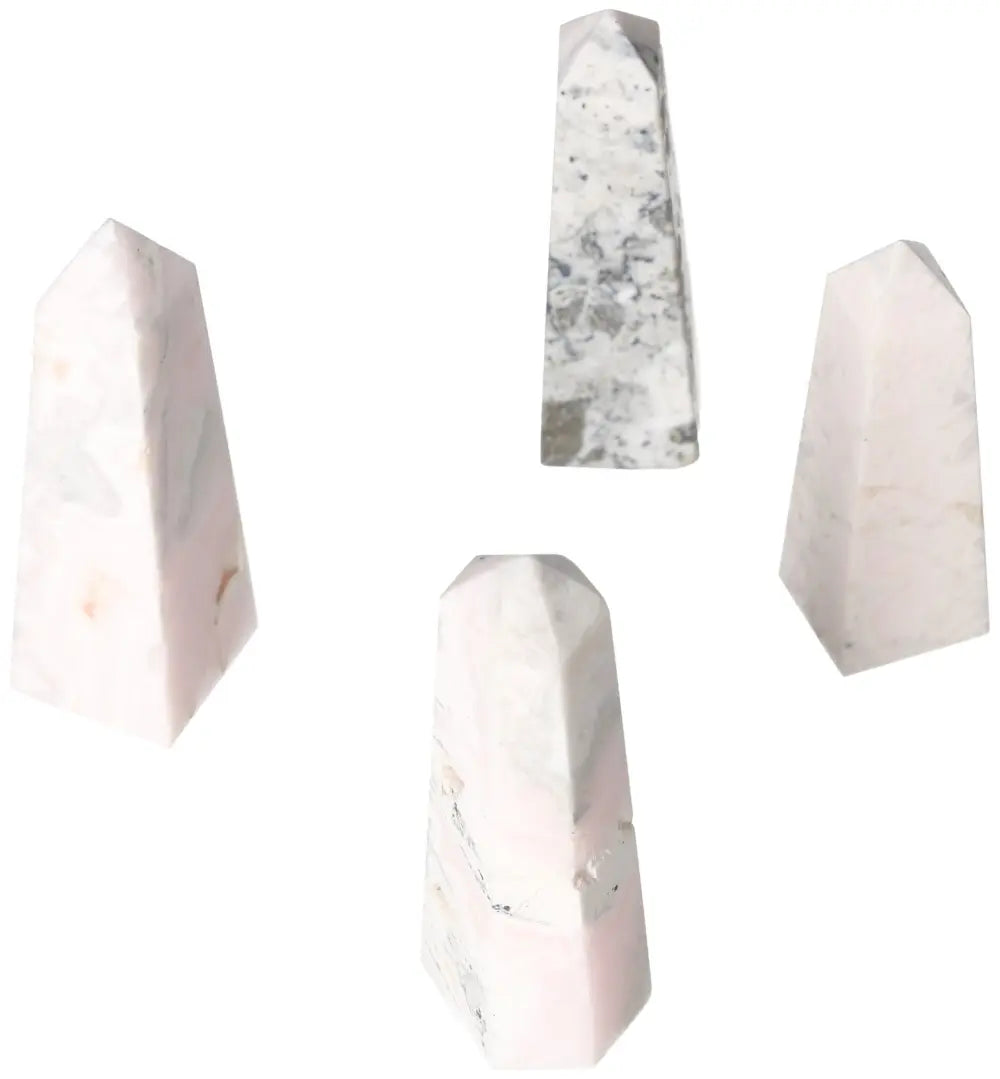 Manganocalcite crystal towers promoting peace, creativity, and energy clearing. Perfect for boosting productivity and calm.