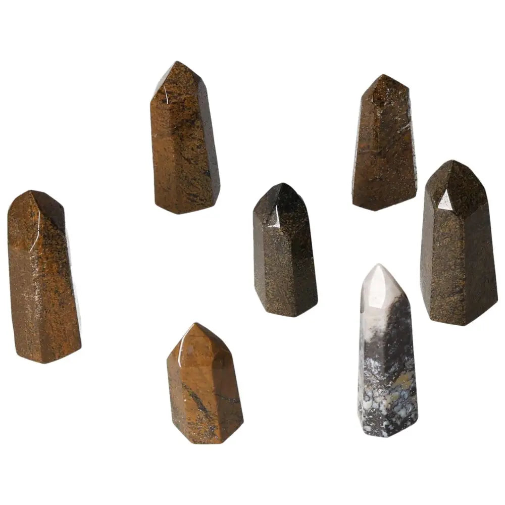 Mini Point Mahogany Obsidian stones, showcasing powerful protective aura, absorbing and neutralizing negative energies.