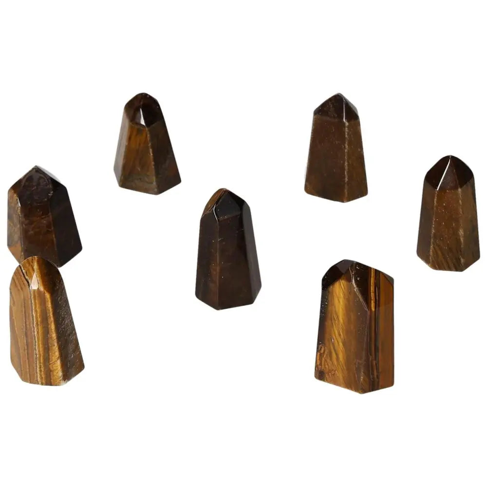 Mini Point Tiger Eye stones for mental clarity and life fulfillment, enhancing focus, stability, and wealth management.