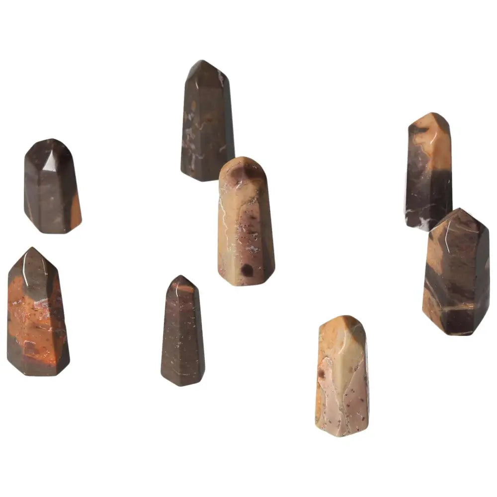 Collection of Mini Point Tiger Jasper stones promoting peace, balance, and positive energy for enhanced well-being.