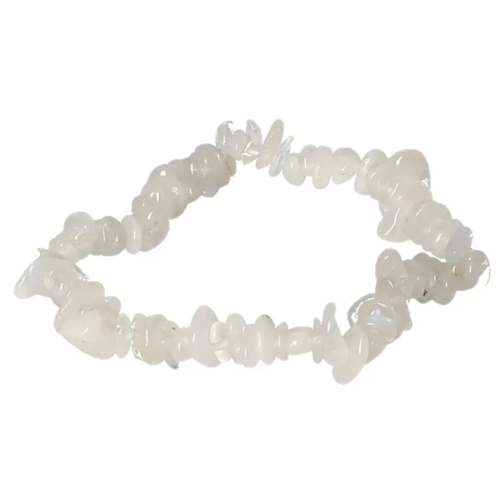 Moonstone White AA Bracelet from Sylvia Crystals, featuring handpicked moonstone chips renowned for their ethereal glow and soothing energy.