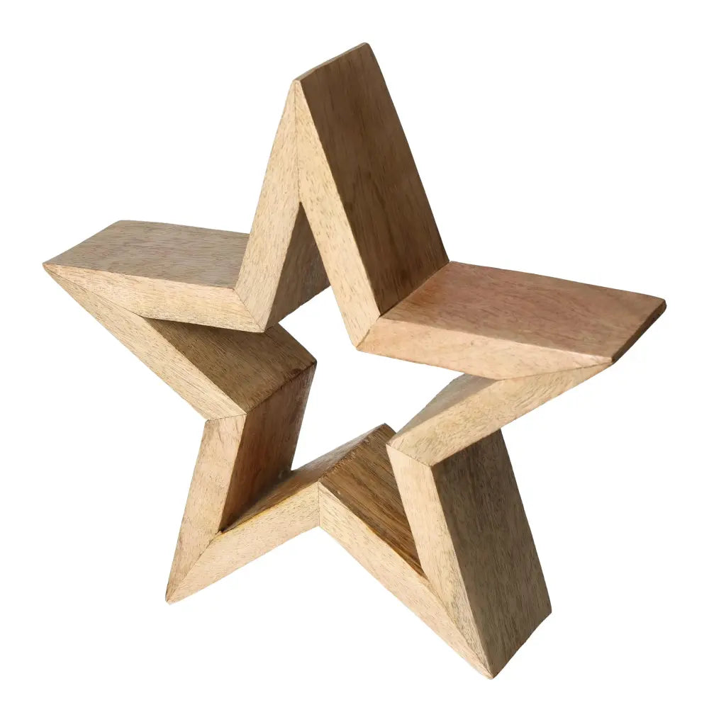 Luxury Natural Mango Wood Star Stand by Sylvia Crystals.