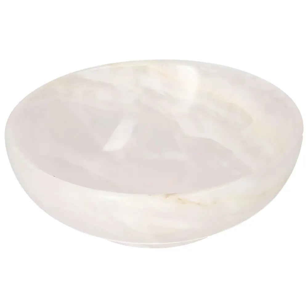Elegant Onyx Rose Bowl with white marbled texture, offering strength and self-discipline, perfect for home decor and spiritual practices.