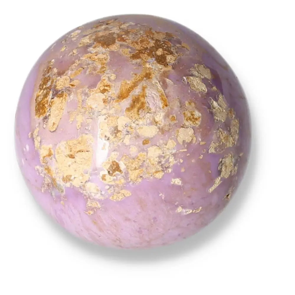 Phosphosidente Sphere with purple and gold mineral details, crafted for elegance and natural beauty.