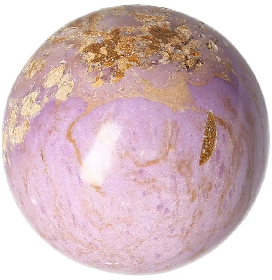 Phosphosidente Sphere with a blend of purple and golden hues, showcasing unique mineral patterns in a polished stone surface.