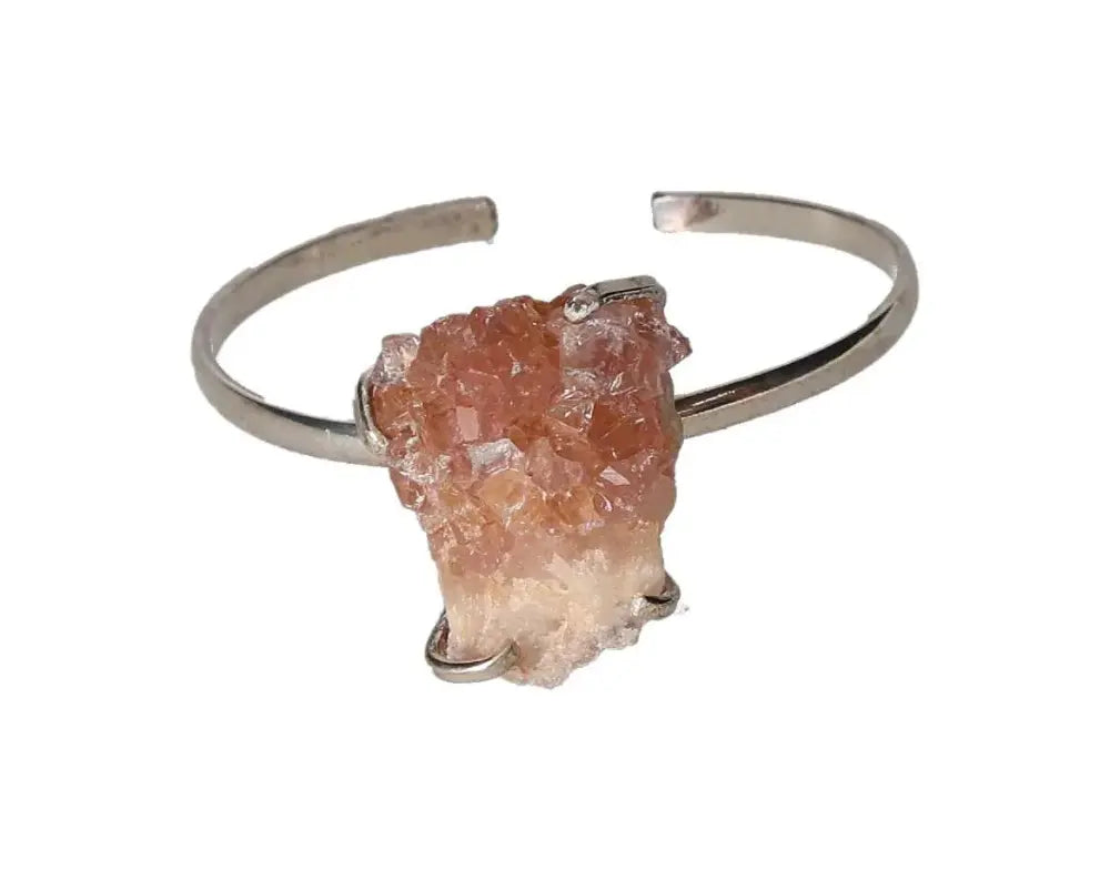Pink Amethyst Silver Bracelet with raw gemstone, reduces stress, boosts energy, enhances concentration, and provides emotional stability.