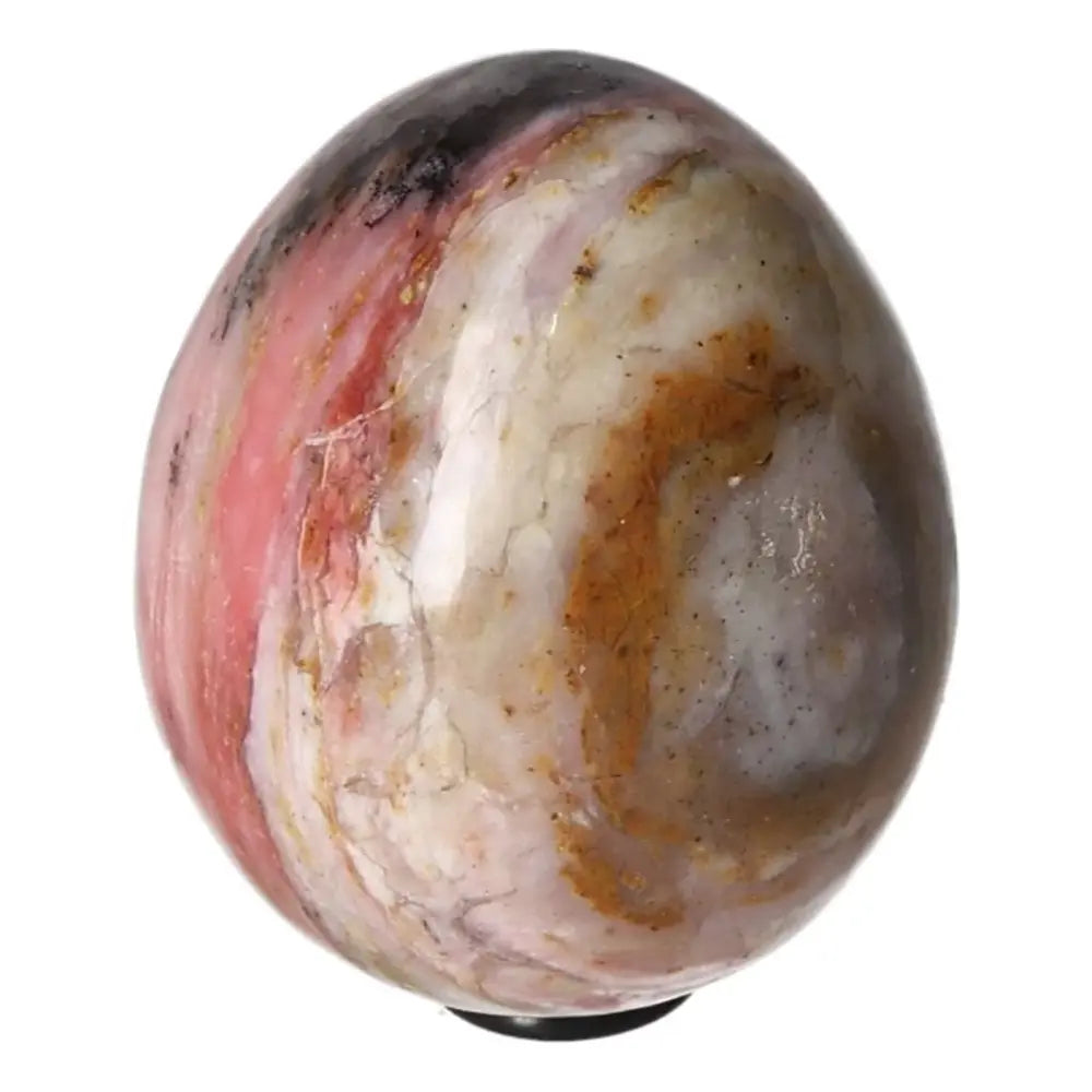 Pink Opal Egg with natural patterns, known for enhancing communication and trust, ideal for nurturing friendships and relationships.