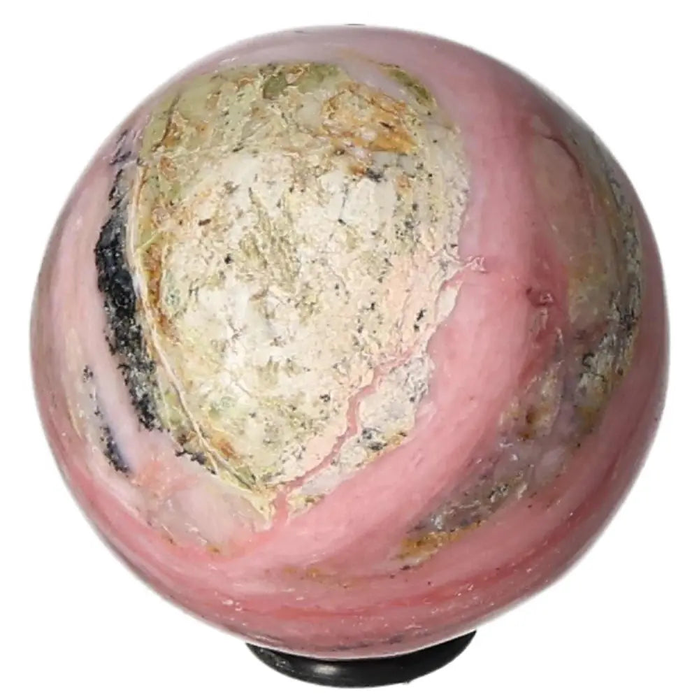 Pink opal sphere with natural patterns, ideal for promoting communication, kindness, and trust in relationships.