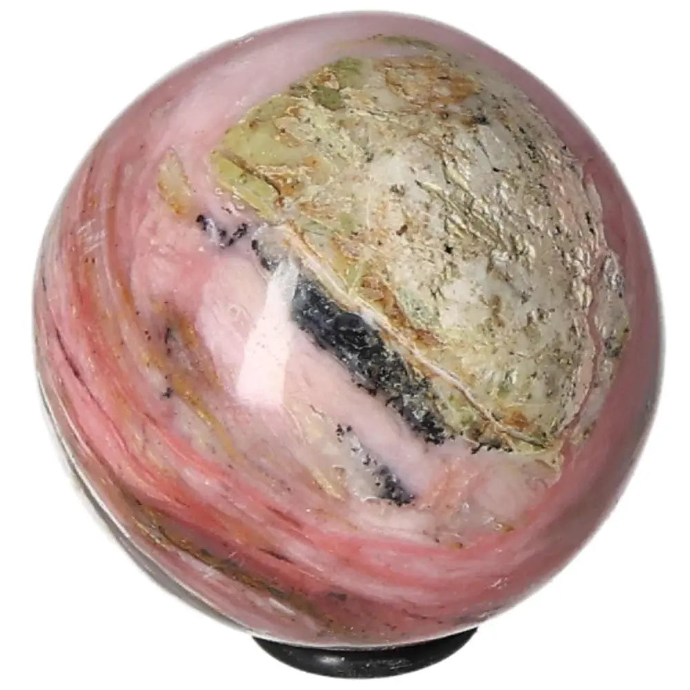 Pink Opal Sphere with unique patterns, promotes communication and kindness, strengthens trust, perfect for nurturing friendships.