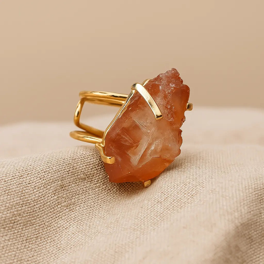 Pink Quartz Arc And Wire Ring (Gold) Sylvia Crystals Sp. z o.o.
