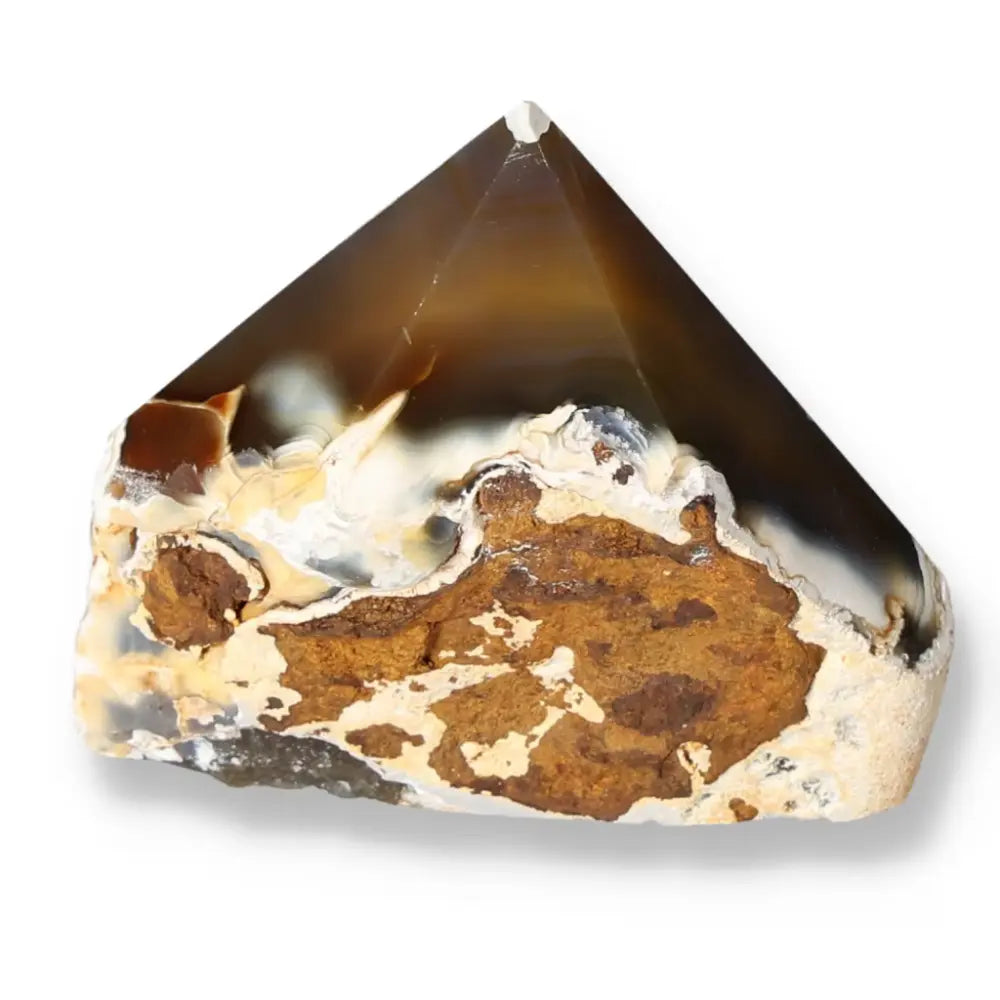 Polished Agate Point from Sylvia Crystals, featuring a smooth finish perfect for spiritual grounding and balance.