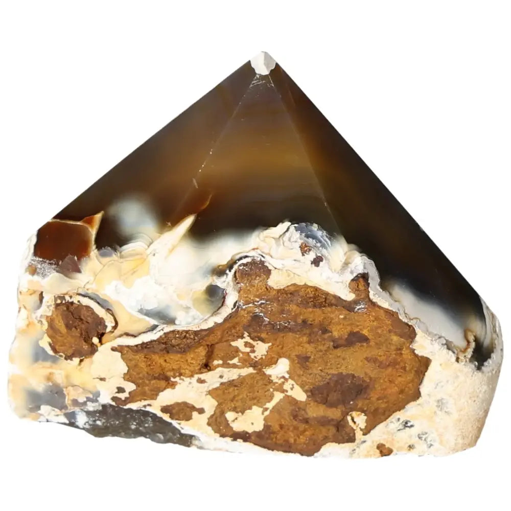 Exquisite polished agate point crystal for spiritual grounding and emotional balance from Sylvia Crystals collection.
