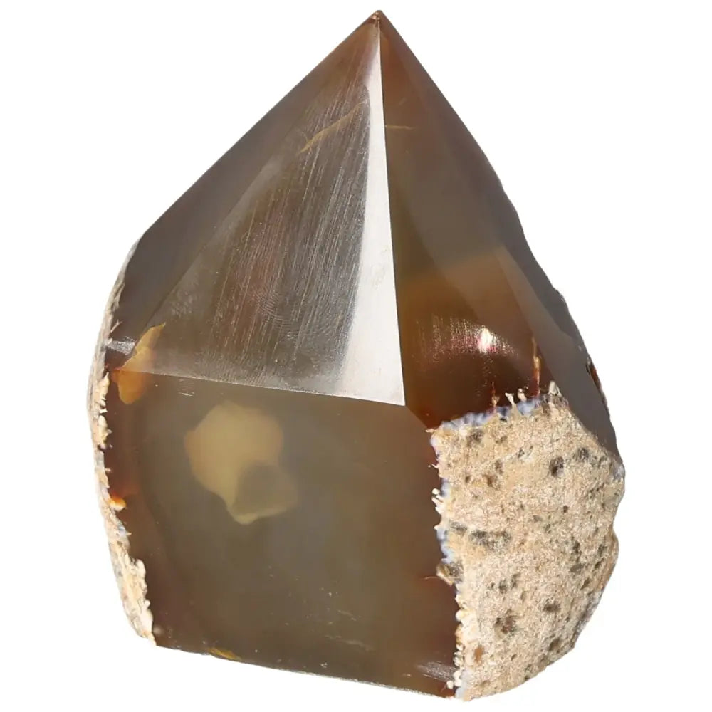 Polished Agate Point crystal from Sylvia Crystals, showcasing vibrant hues and natural textures, ideal for home decor and spiritual growth.