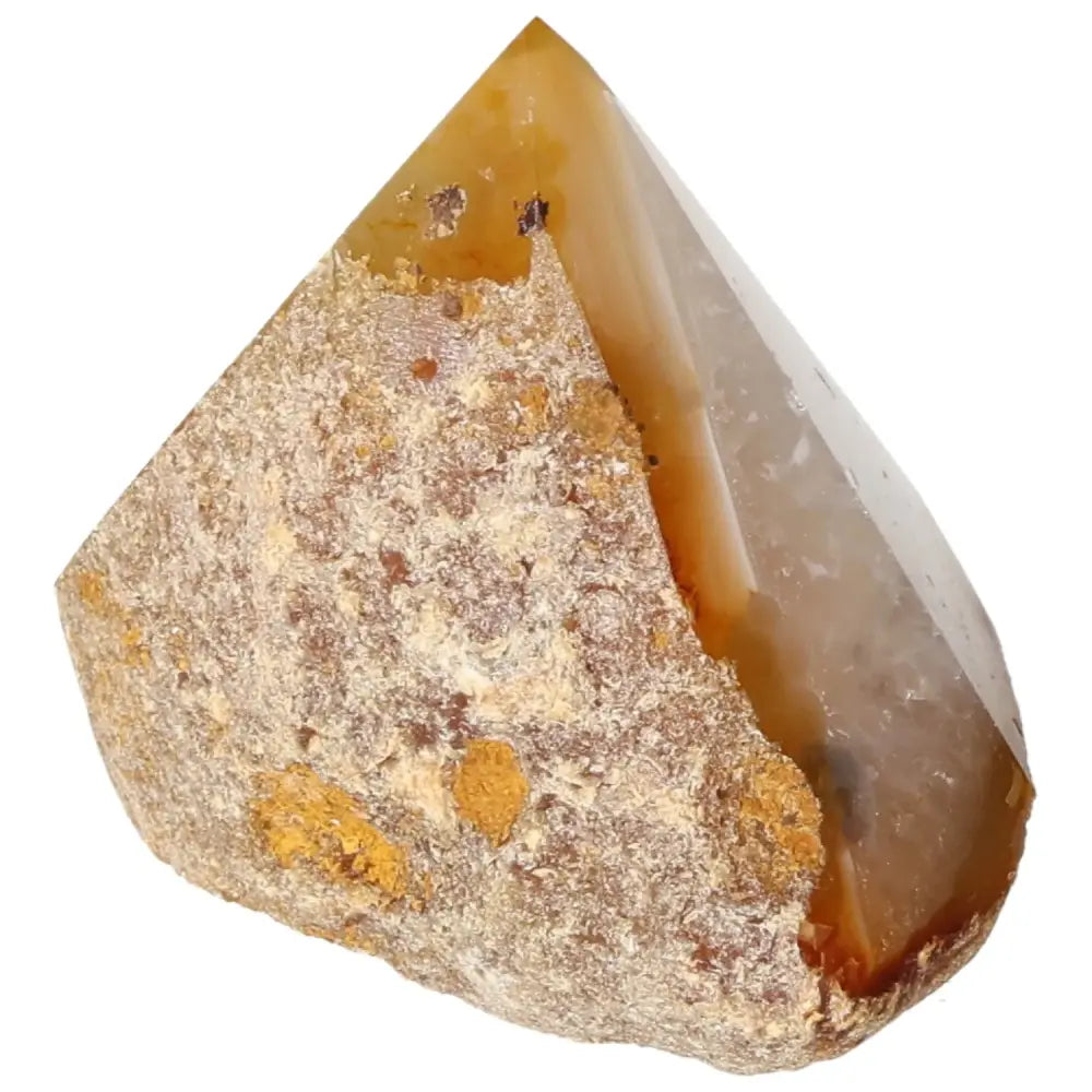 Polished Agate Point gemstone from Sylvia Crystals, showcasing a flawless finish and vibrant hues, renowned for harmonizing energies.