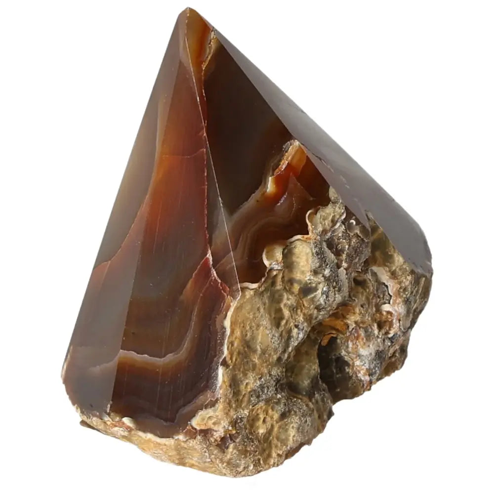 Polished Agate Point showcasing natural beauty and grounding energy, ideal for harmonizing body and mind, from Sylvia Crystals.